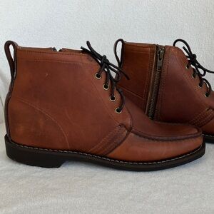 Vintage St. Paul Gokey Field Boots Moc Toe Vibram Gro-Cord Side Zip Sz 10A Brown